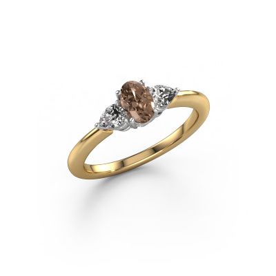 Bague de fiançailles Chanou OVL 585 or jaune diamant brun 1.120 crt