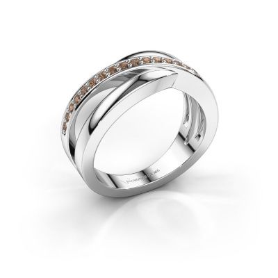 Ring Colette 585 witgoud bruine diamant 0.20 crt