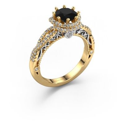 Engagement ring Lysanne 585 gold black diamond 1.75 crt