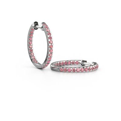 Hoop earrings Jackie 15 mm B 950 platinum tourmaline pink 2 mm
