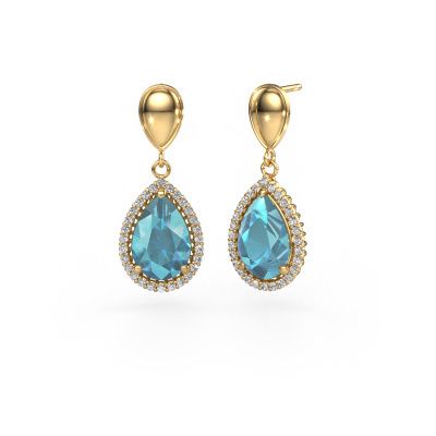 Drop earrings Tilly per 1 585 gold blue topaz 12x8 mm