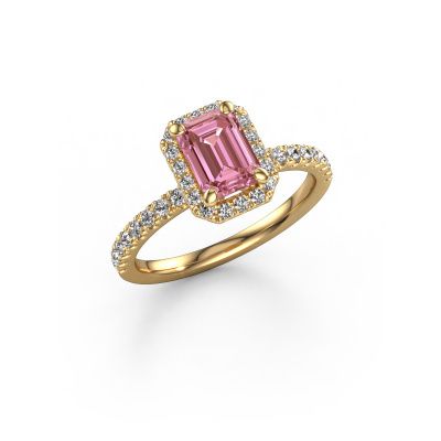 Engagement ring Miranda eme 585 gold pink lab grown diamond 7x5 mm