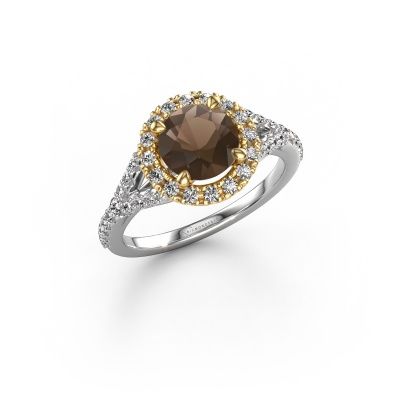 Engagement ring Kimber RND 585 white gold smokey quartz 7 mm