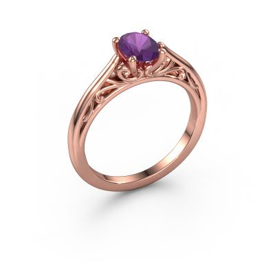 Verlobungsring Shannon ovl 585 Roségold Amethyst 7x5 mm