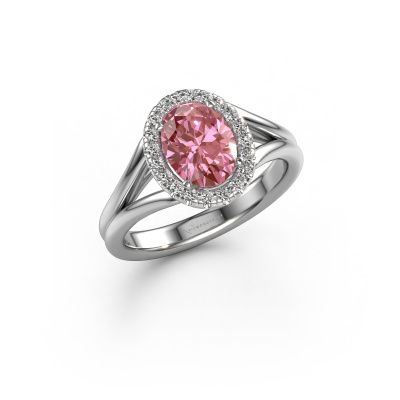 Engagement ring Verla ovl 1 950 platinum pink lab grown diamond 8x6 mm