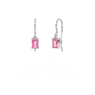 Pendants d'oreilles Laurie EME 1 585 or blanc saphir rose 7x5 mm
