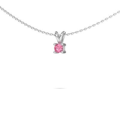 Collier Eline 950 platine saphir rose 5 mm