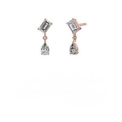 Boucles d'oreilles Toi et Moi EME PER 585 or rose diamant 5.50 crt