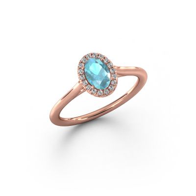 Verlobungsring Seline ovl 1 585 Roségold Blau Topas 6x4 mm