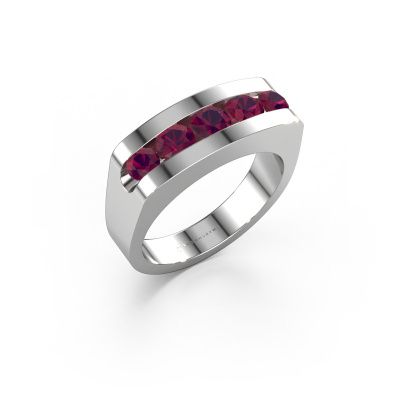 Bague pour homme Richard 585 or blanc rhodolite 4 mm