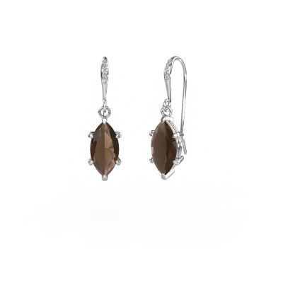 Drop earrings Laurie MRQ 2 585 white gold smokey quartz 10x5 mm
