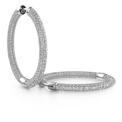 Créoles Hope 25mm 585 or blanc diamant synthétique 4.407 crt