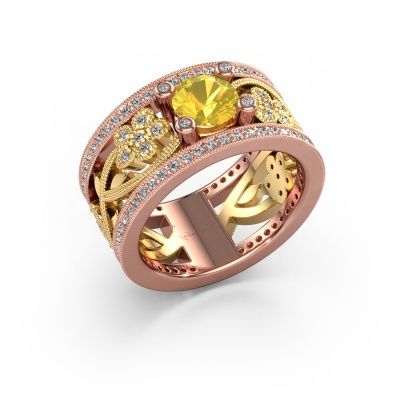 Ring Severine 585 rose gold yellow sapphire 6 mm