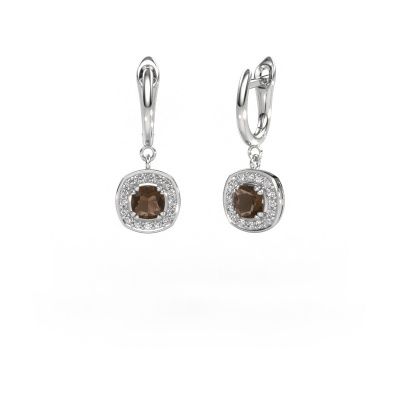Drop earrings Marlotte 1 585 white gold smokey quartz 5 mm