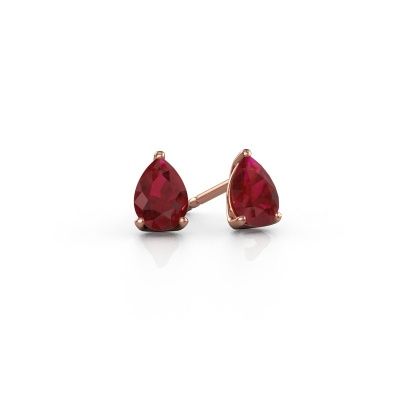 Clous d'oreilles Sam PER 585 or rose rubis 7x5 mm