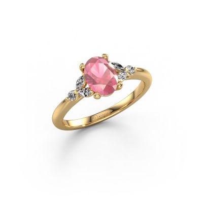 Engagement ring Megan OVL 585 gold tourmaline pink 7,5x5,5 mm
