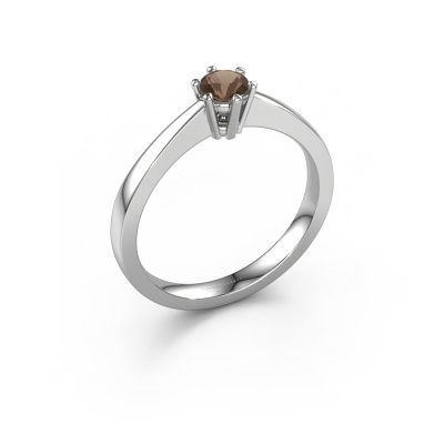 Engagement ring Noortje 950 platinum smokey quartz 4 mm