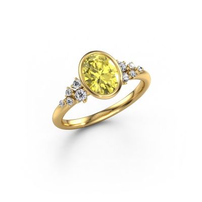 Engagement ring Aliyah OVL 585 gold yellow lab grown diamond 8x6 mm