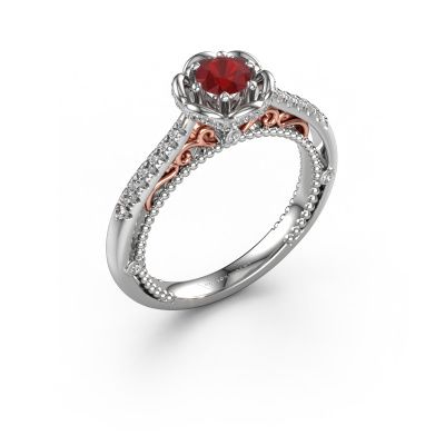 Engagement ring Abbey 585 white gold ruby 4.2 mm