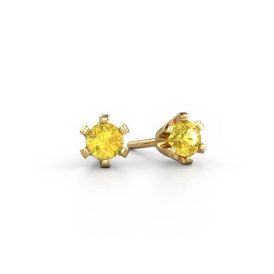 Clous d'oreilles Shana 585 or jaune saphir jaune 4 mm