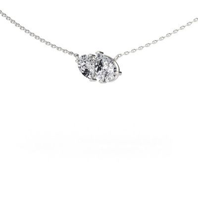 Pendant Toi et Moi PER PER 585 white gold zirconia 8x6 mm