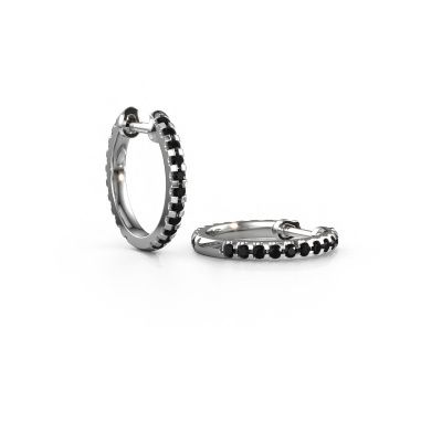 Créoles Jackie 12.5 mm A 585 or blanc diamant noir 0.756 crt