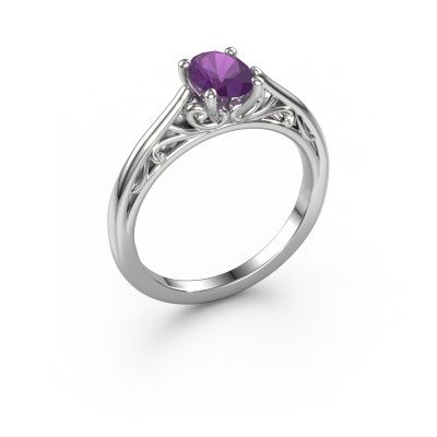 Verlobungsring Shannon ovl 950 Platin Amethyst 7x5 mm