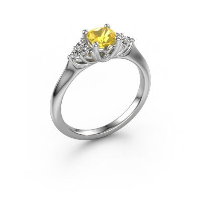 Bague de fiançailles Felipa CUS 585 or blanc saphir jaune 5 mm