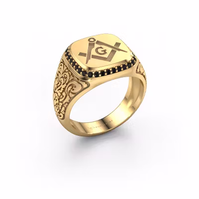 Herren ring Johan 2 585 Gold Schwarz Diamant 0.306 crt
