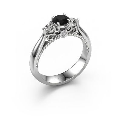 Bague de fiançailles Tiffani 950 platine diamant noir 0.84 crt
