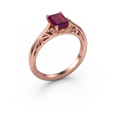 Bague de fiançailles Shannon eme 585 or rose rhodolite 7x5 mm