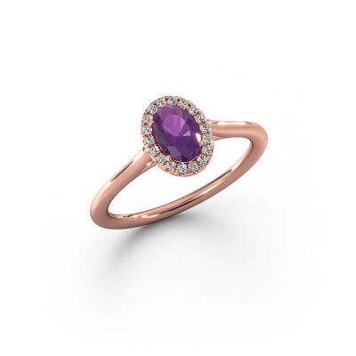 Verlovingsring Seline ovl 1 585 rosé goud amethist 6x4 mm