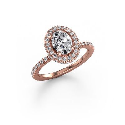 Engagement ring Talitha OVL 585 rose gold lab grown diamond 1.444 crt