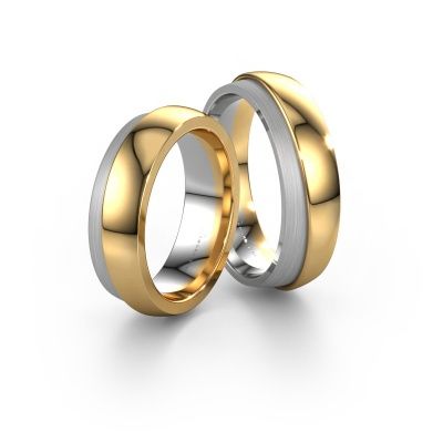 Wedding rings set WH6004LM26C ±0.24x0.09in 14 Carat gold