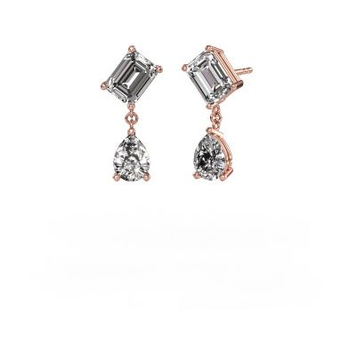 Boucles d'oreilles Toi et Moi EME PER 585 or rose diamant synthétique 5.50 crt