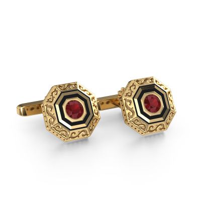 Cufflinks Dion 585 gold ruby 5 mm