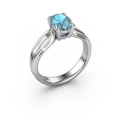Engagement ring Antonia ovl 1 585 white gold blue topaz 8x6 mm