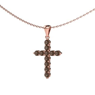 Hanger Cross 585 rosé goud rookkwarts 2.5 mm