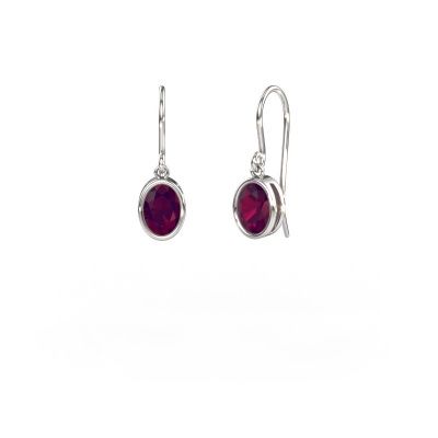 Earrings Lavon OVL 585 white gold rhodolite 7x5 mm