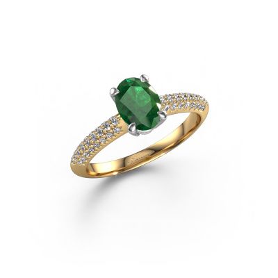 Engagement ring Morane OVL 585 gold emerald 7,5x5,5 mm