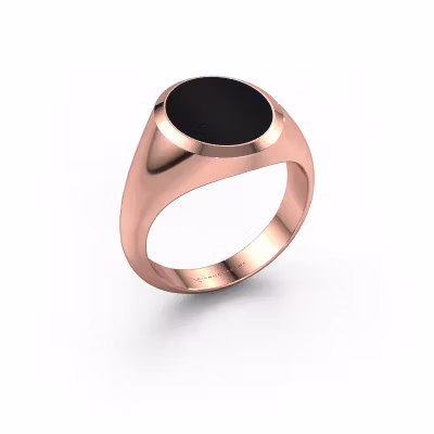 Signet ring Herman 3 585 rose gold onyx 13x11 mm
