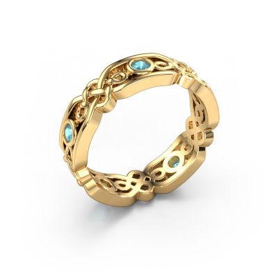 Ehering Rosa 585 Gold Blau Topas ±5x2 mm