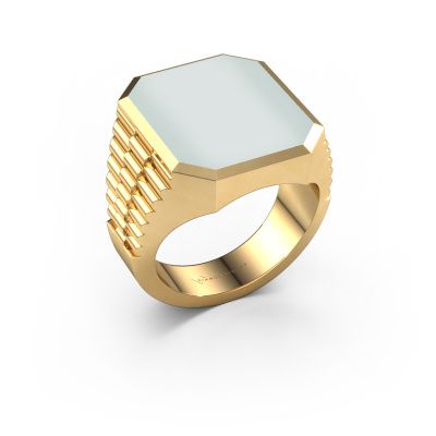 Signet ring Brent 5 585 gold green sardonyx 18x15 mm