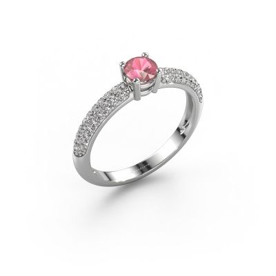 Engagement ring Marjan 585 white gold tourmaline pink 4.2 mm
