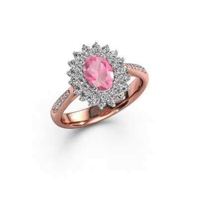 Engagement ring Alina 2 585 rose gold pink sapphire 7x5 mm