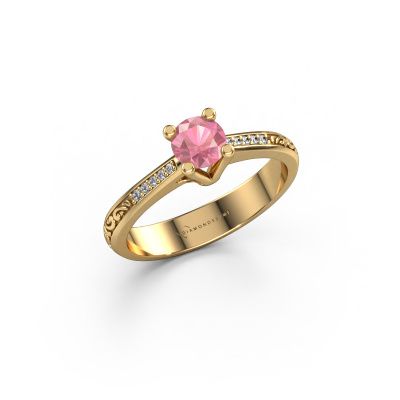 Engagement ring Mei 585 gold tourmaline pink 4.7 mm