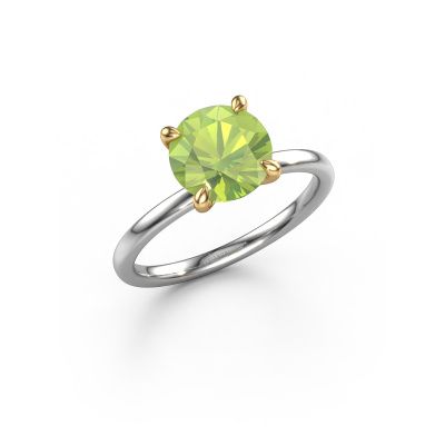 Engagement ring Crystal RND 1 585 white gold peridot 6.8 mm
