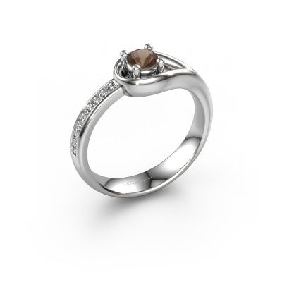 Ring Zara 950 Platin Rauchquarz 4 mm