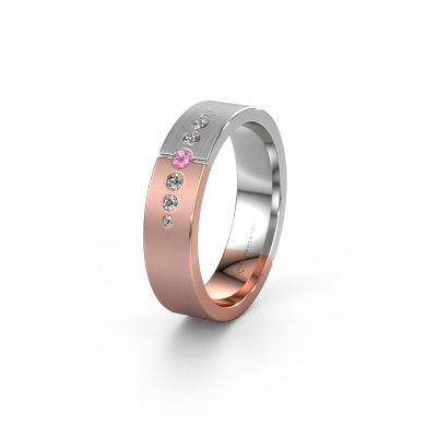Wedding ring WH1101L15SAM 585 rose gold pink sapphire ±0.20x0.07 in