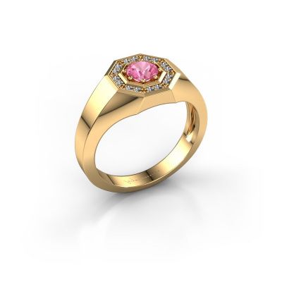 Heren ring Jaap 585 goud roze saffier 5 mm